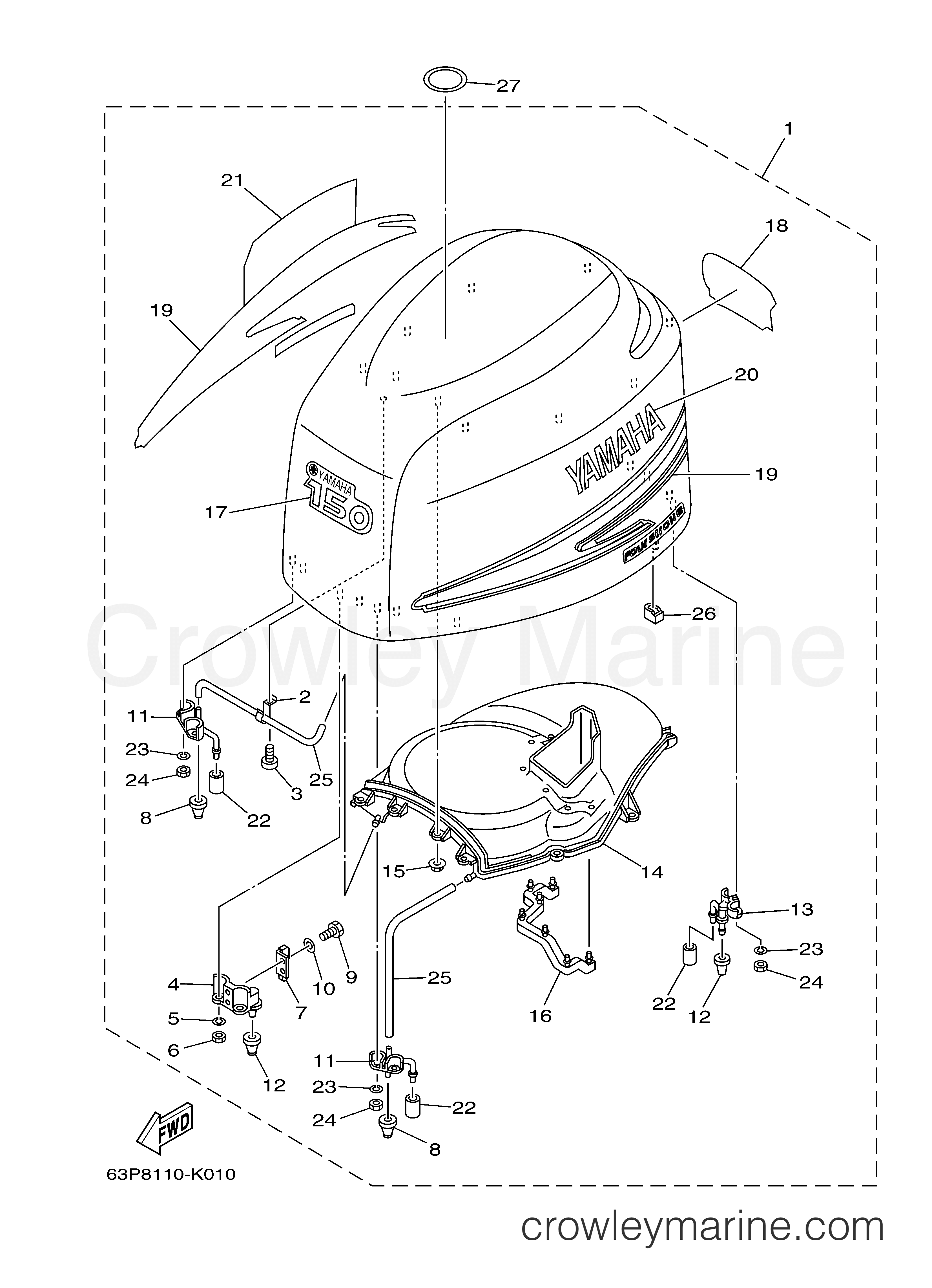Yamaha Motors F150TLR - TOP COWLING