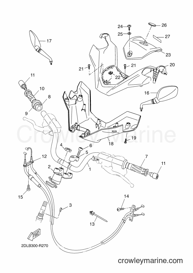 Yamaha Motors YP400RA (1SDE) [020] - STEERING HANDLE & CABLE