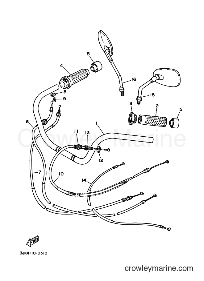 Yamaha Motors XV750 (3JLF) [010] - STEERING HANDLE & CABLE