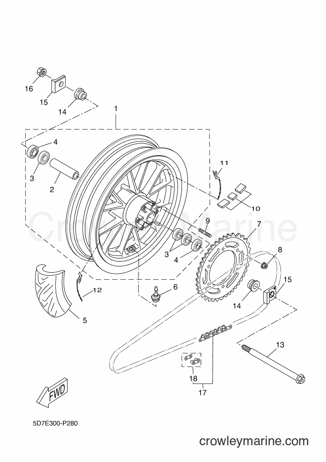 Yamaha Motors YZF-R125A (5D7E) [020] - REAR WHEEL