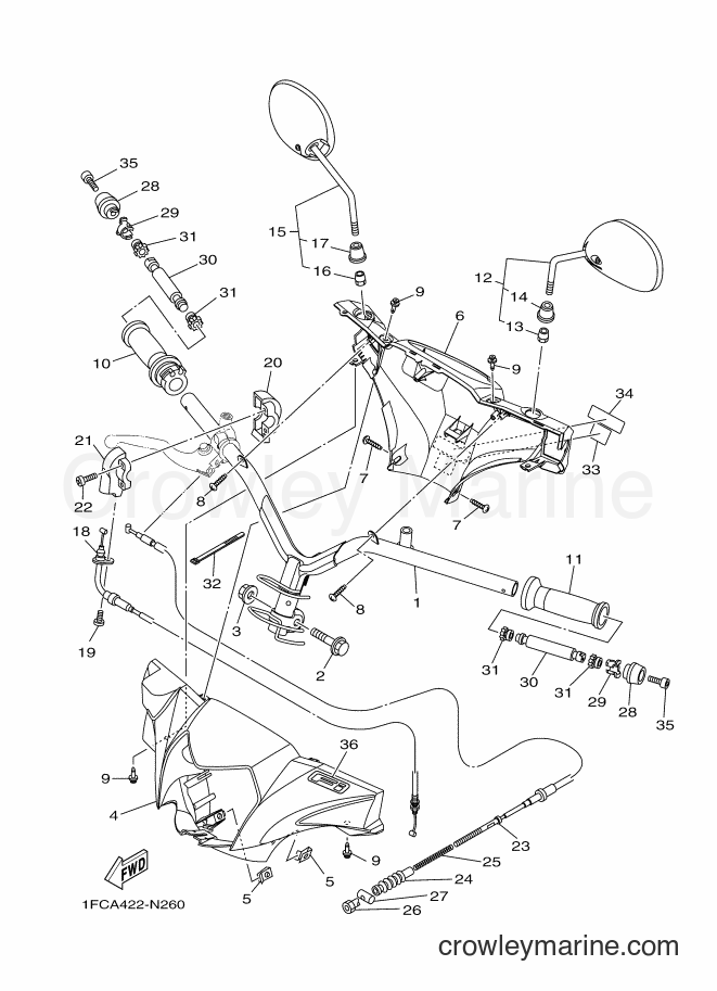 Yamaha Motors T115FLE (1FCA) [010] - STEERING HANDLE & CABLE