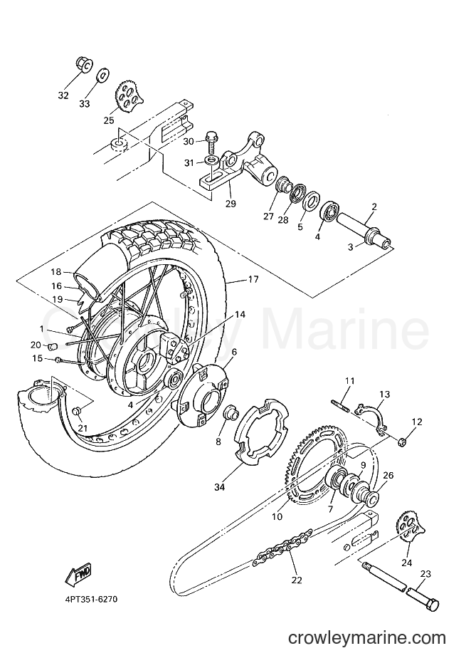 2000 Dirt Bike XT500E - XT500E (4SM3) [010] - REAR WHEEL
