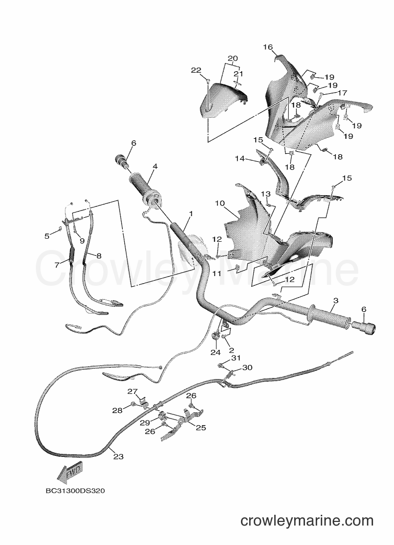 Yamaha Motors XP530D-A (BC38) [010] - STEERING HANDLE & CABLE