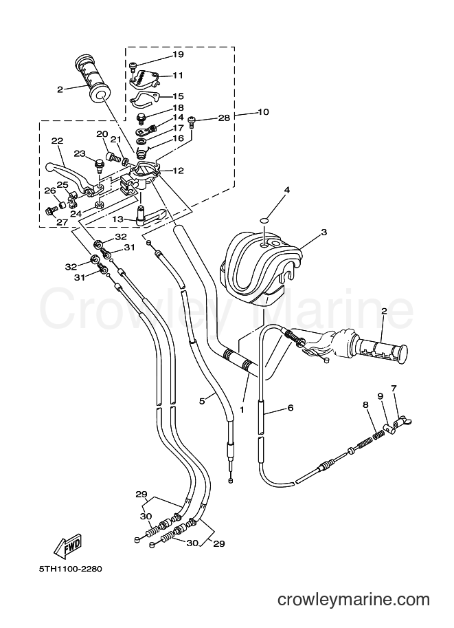Yamaha Motors YFM80W (5TH9) [010] - STEERING HANDLE & CABLE