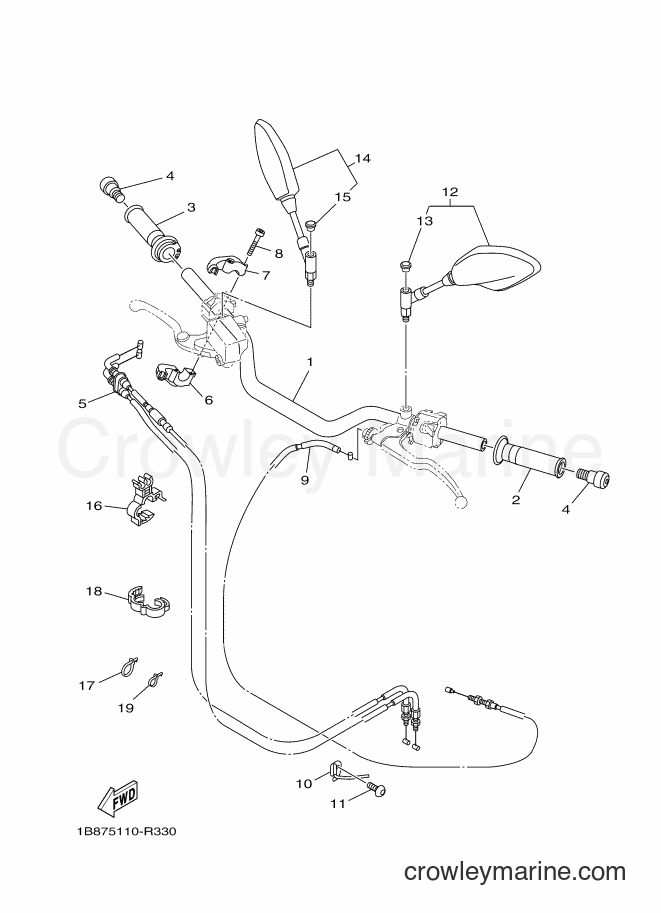 2016 Street Bike FZ09(MT09) - FZ09(MT09) (B877) [010] - STEERING HANDLE & CABLE