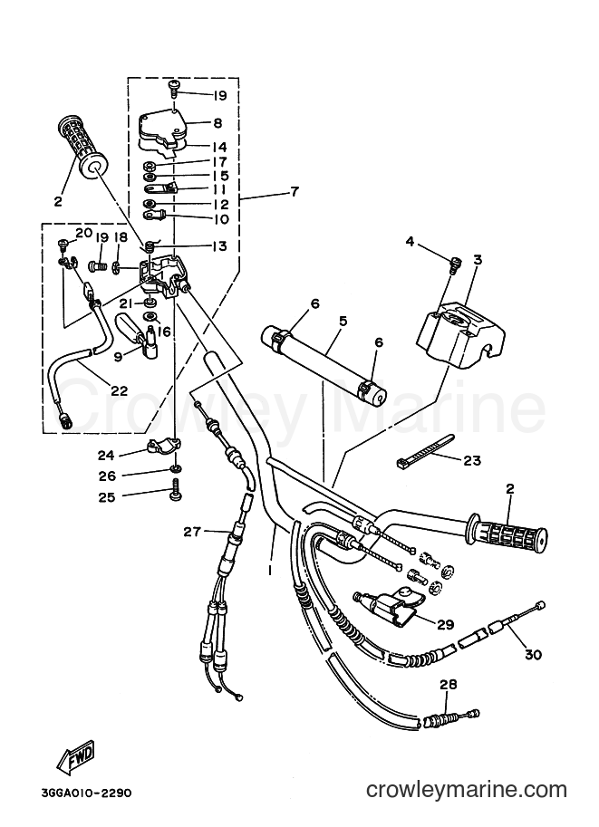 1994 ATV YFZ350 - YFZ350 (3GGF) [999] - STEERING HANDLE & CABLE