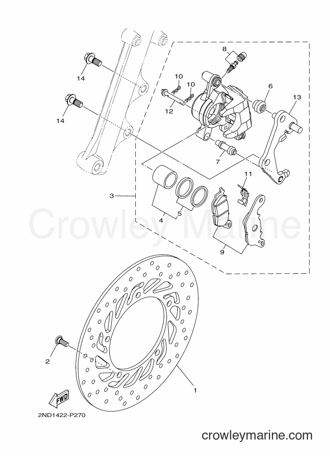 Yamaha Motors T150 (2NDB) [010] - FRONT BRAKE CALIPER