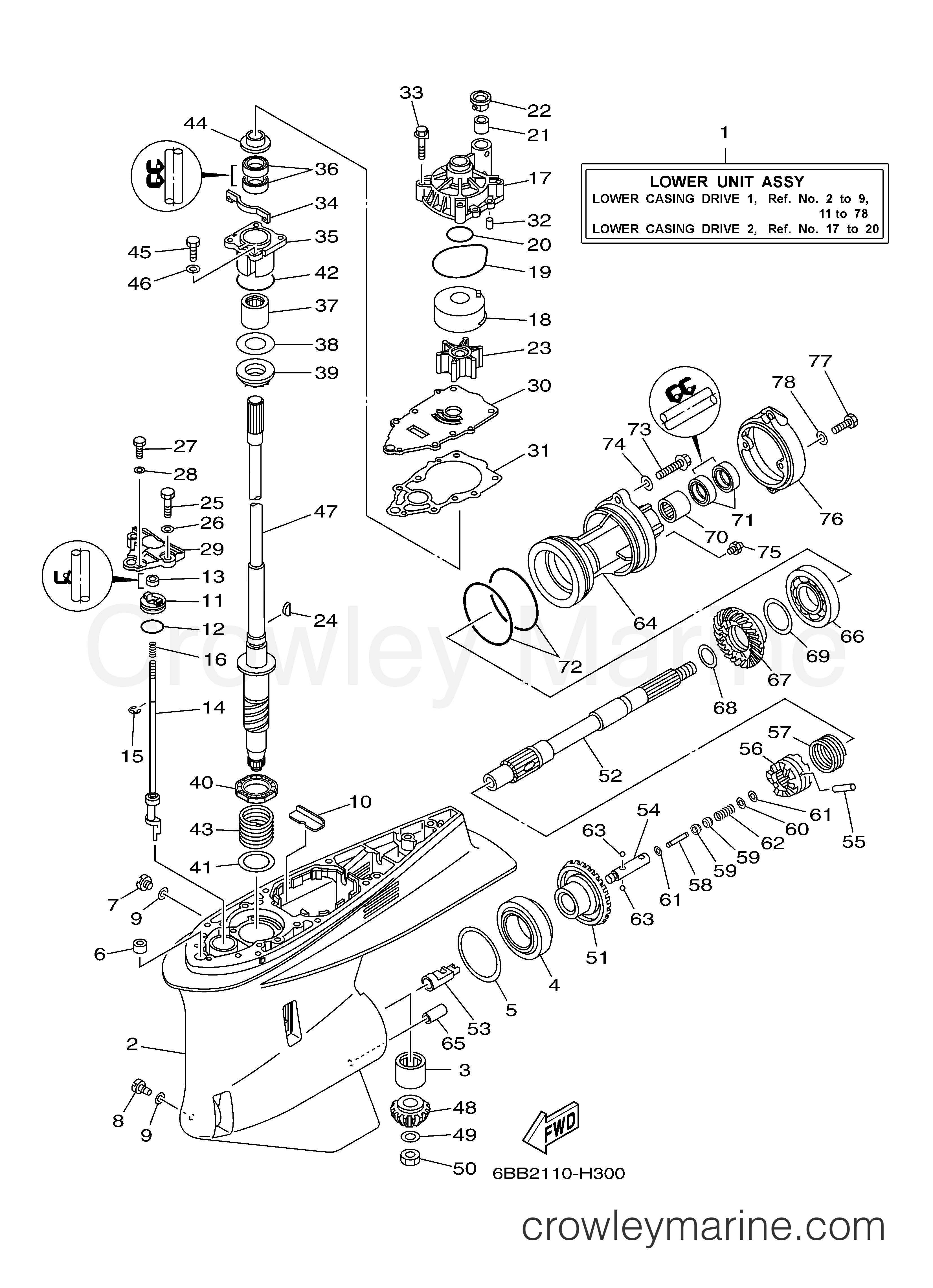 Yamaha Motors F225TLR - LOWER CASING DRIVE 1