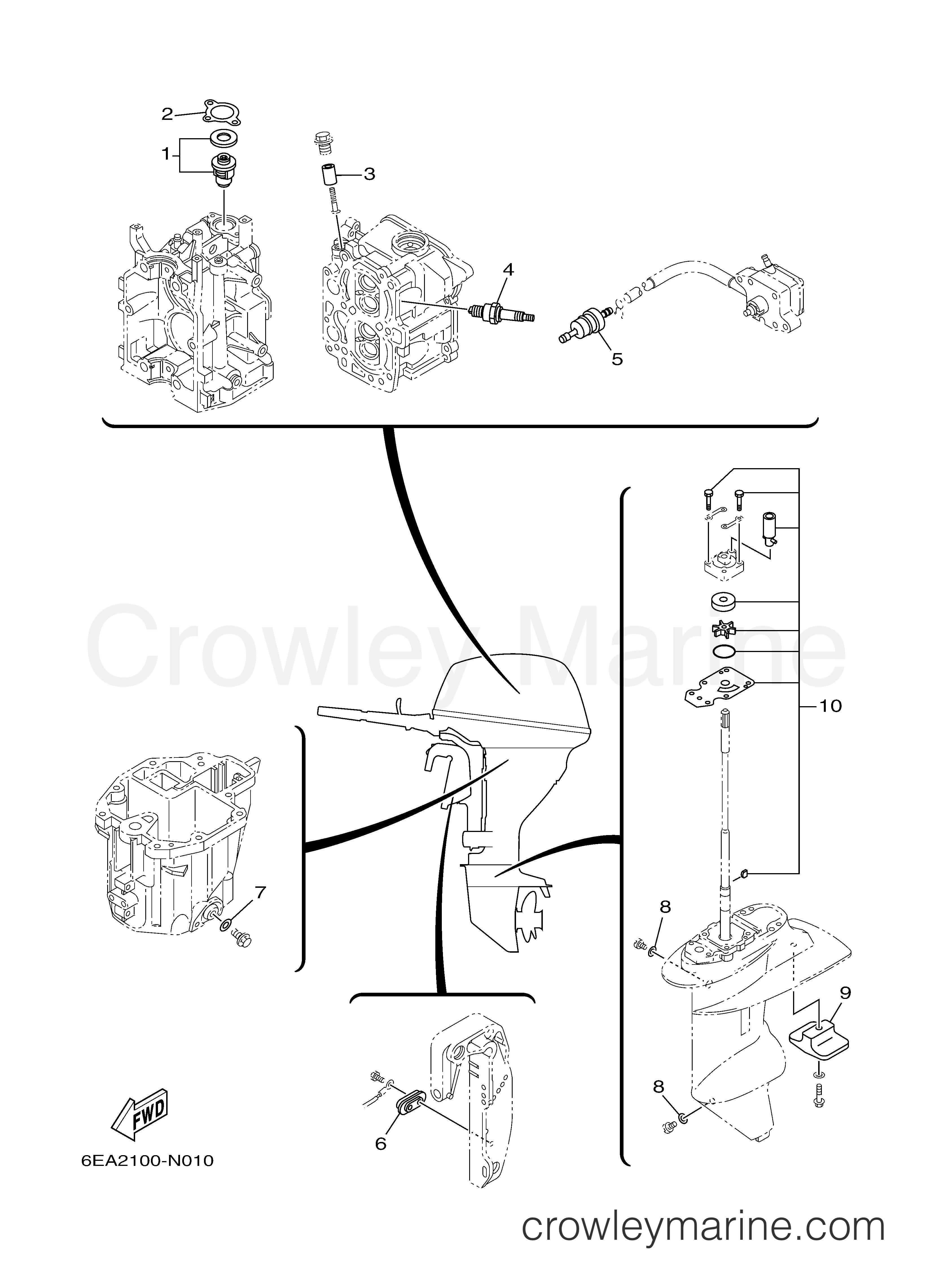SCHEDULED SERVICE PARTS 2014 Yamaha Outboard 9.9hp T9.9LPHB Crowley