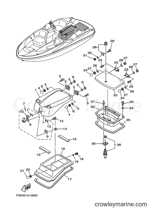 Yamaha Motors JET FOR 1430TR (66U1) [01B] - DECK HATCH 2