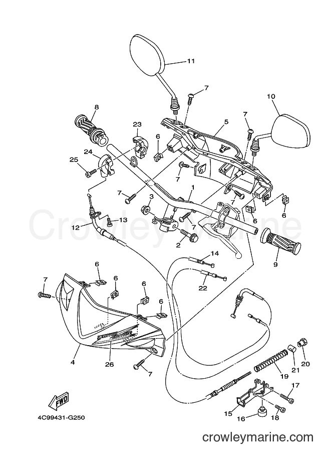 Yamaha Motors AL115S (4C99) [010] - STEERING HANDLE & CABLE
