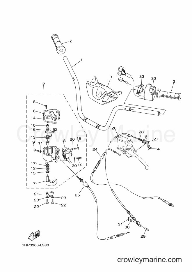 Yamaha Motors YFM700FWAD (2BGA) [010] - STEERING HANDLE & CABLE