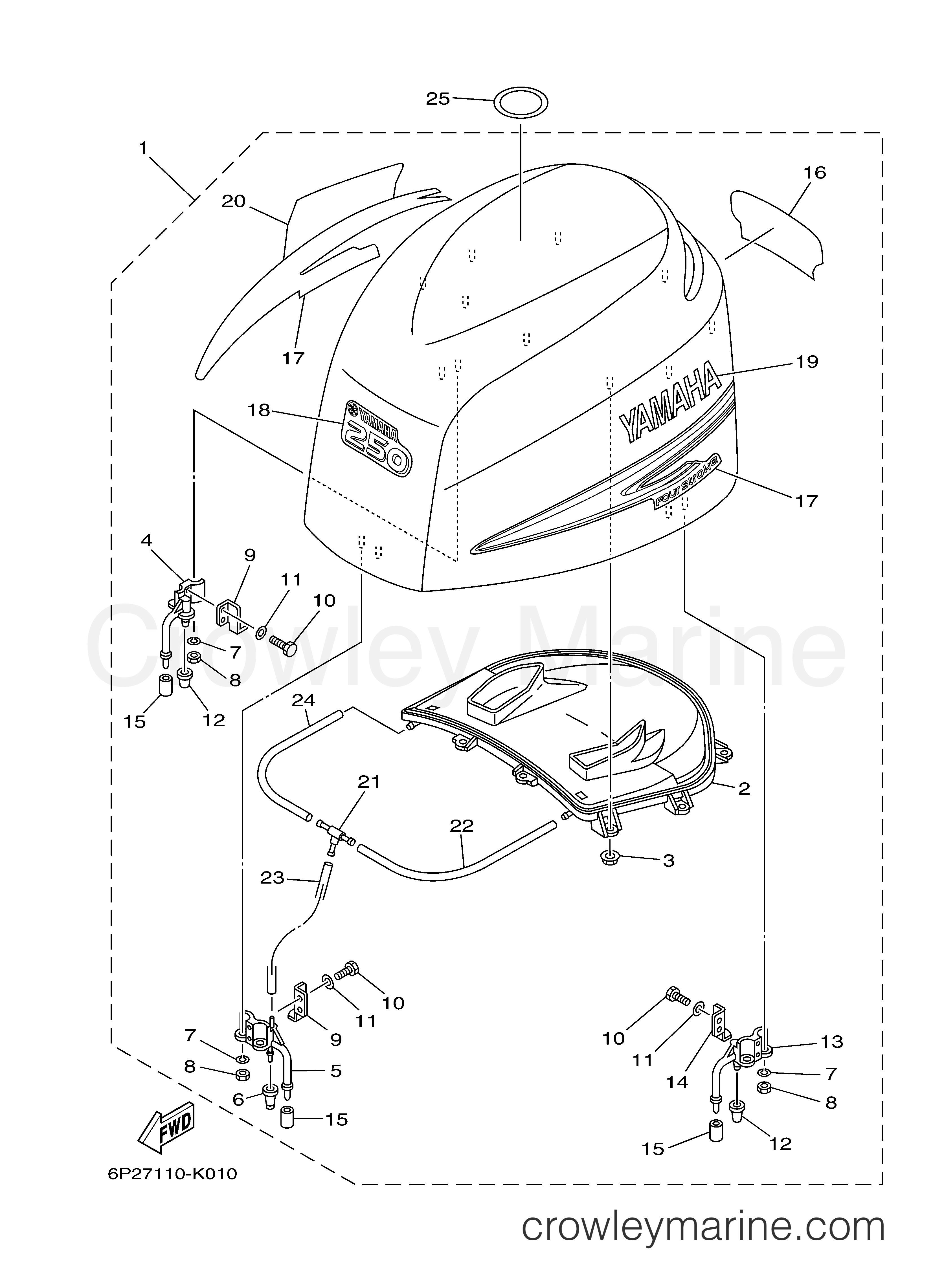 Yamaha Motors F250TUR - TOP COWLING