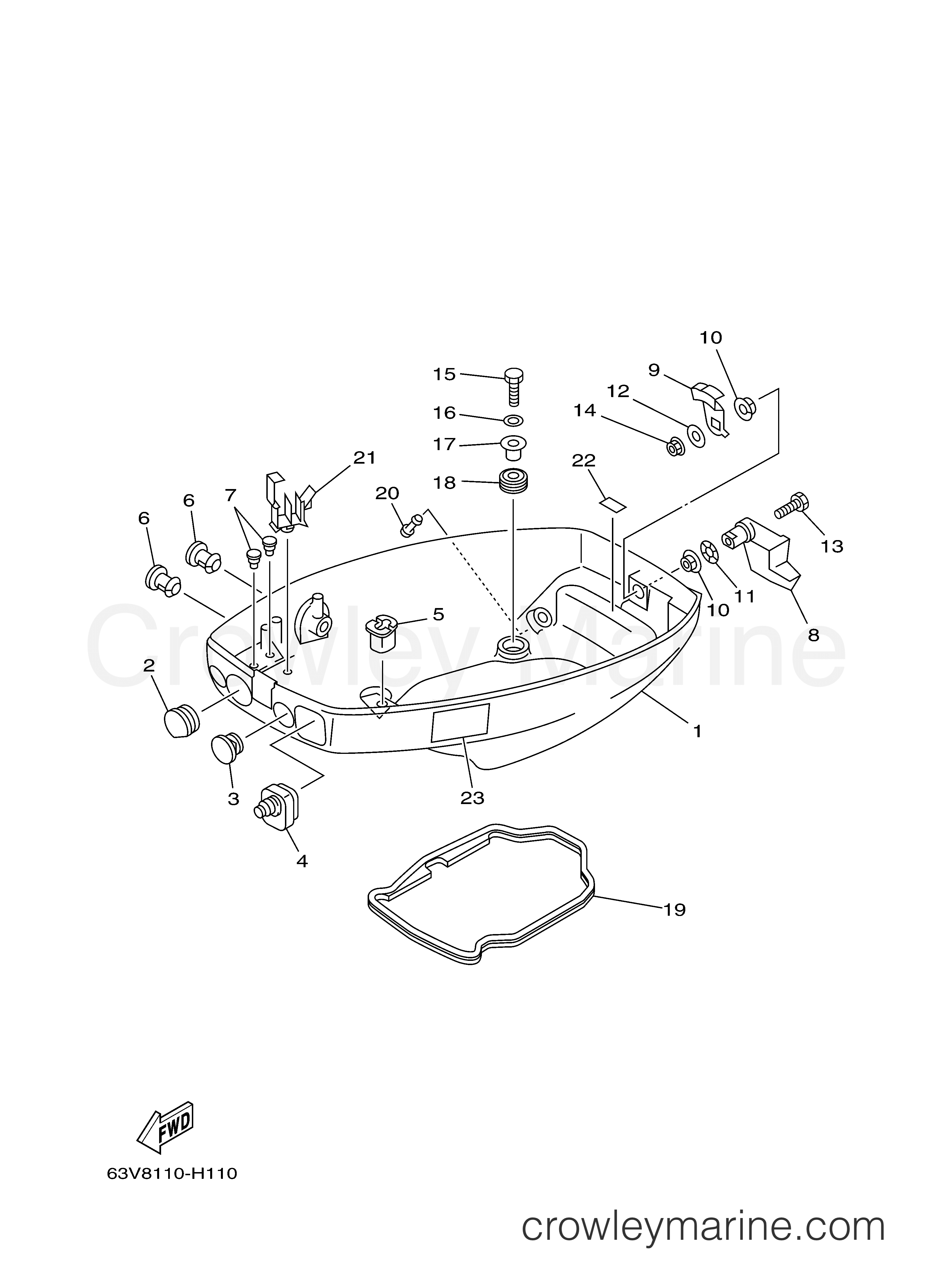 Yamaha Motors 9.9MSH - BOTTOM COWLING