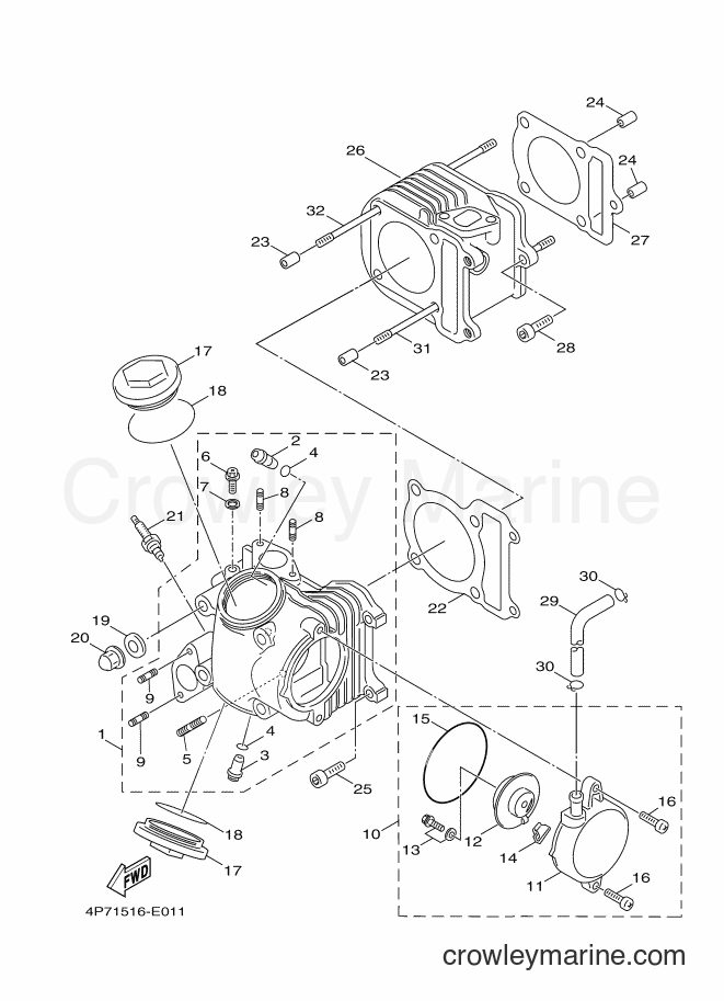 2006 Scooter XC125E - XC125E (4P71) [010] - CYLINDER HEAD