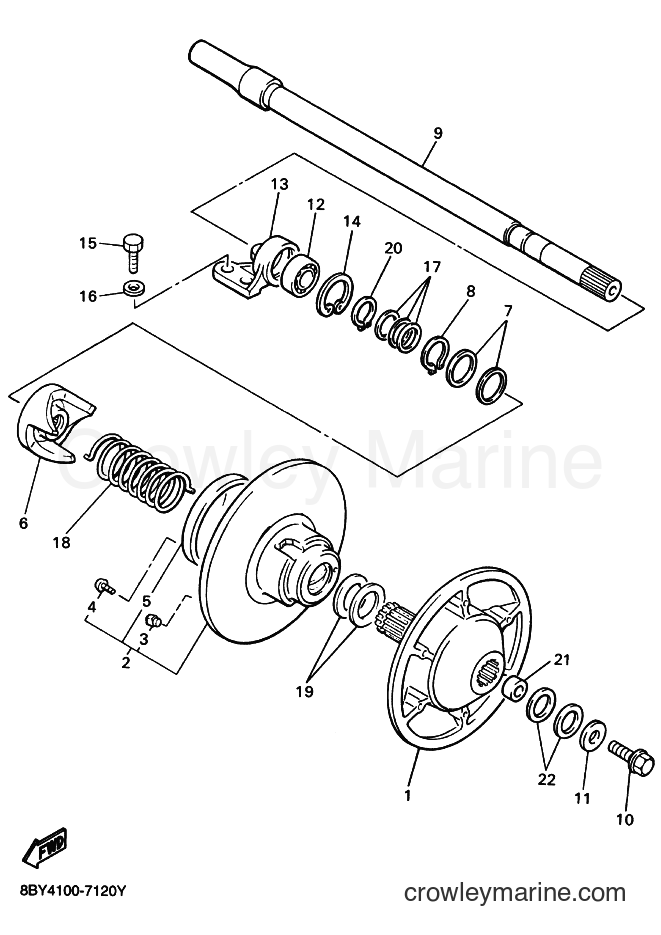 1997 Snowmobile ET410TR - ET410TR (8BY4) [020] - SECONDARY SHEAVE