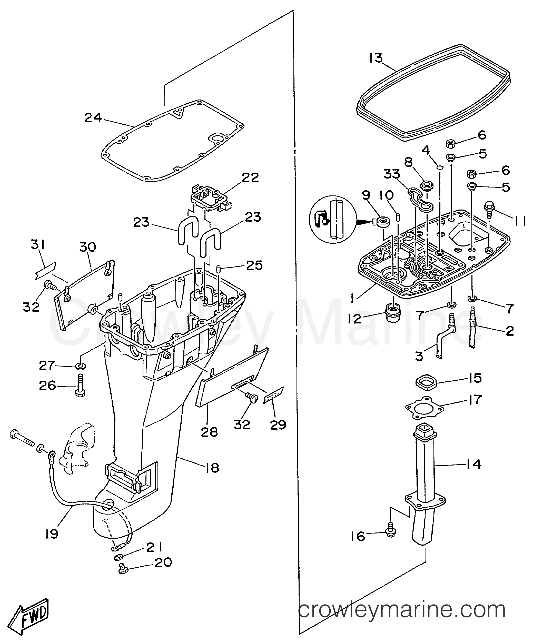 Yamaha Motors F9.9ELRW - UPPER CASING
