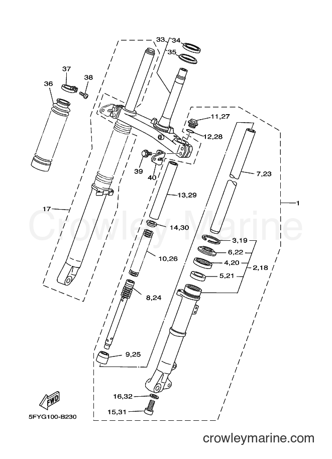Yamaha Motors TW200E (10DK) [010] - FRONT FORK