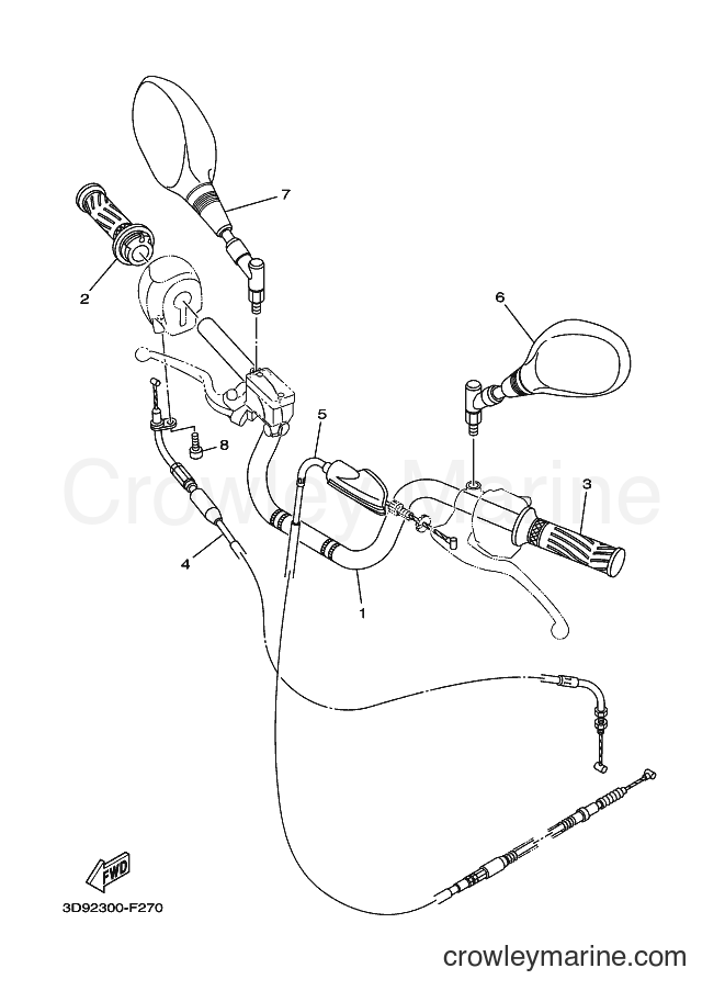 2008 Street Bike YBR125ESD - YBR125ESD (3D98) [010] - STEERING HANDLE & CABLE