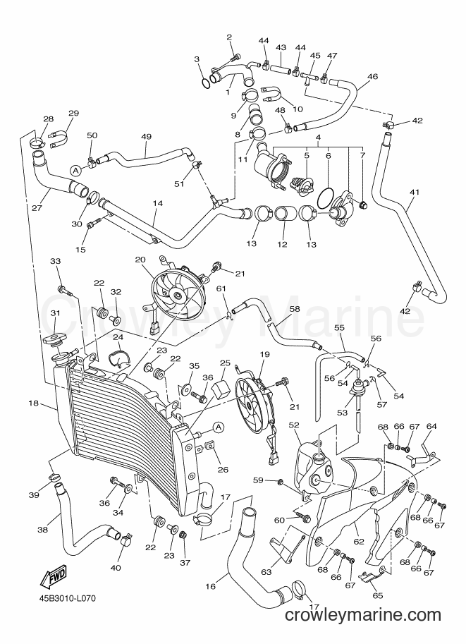 Yamaha Motors YZF-R1 (45B4) [010] - RADIATOR & HOSE