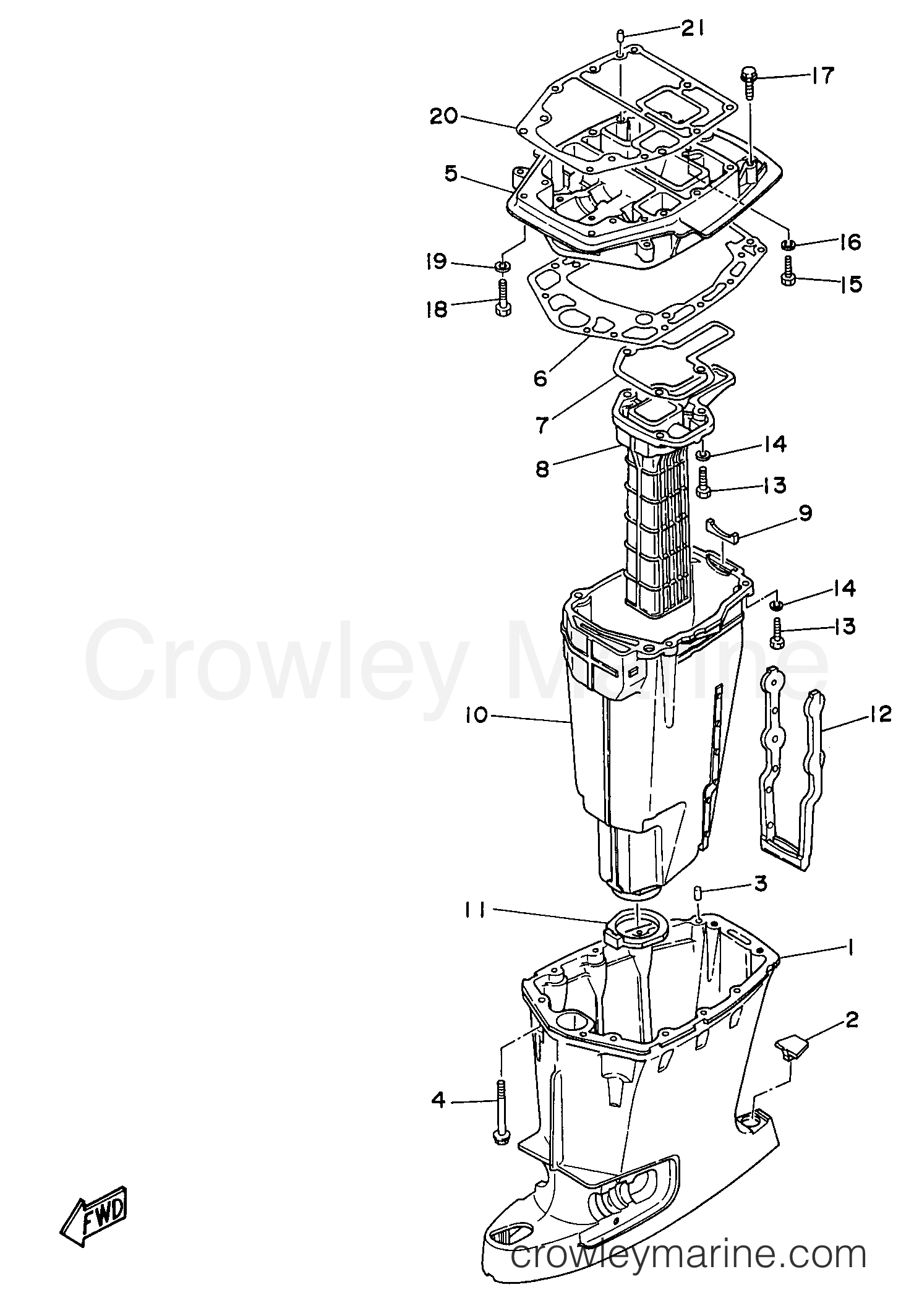 Yamaha Motors B90TLRW - UPPER CASING