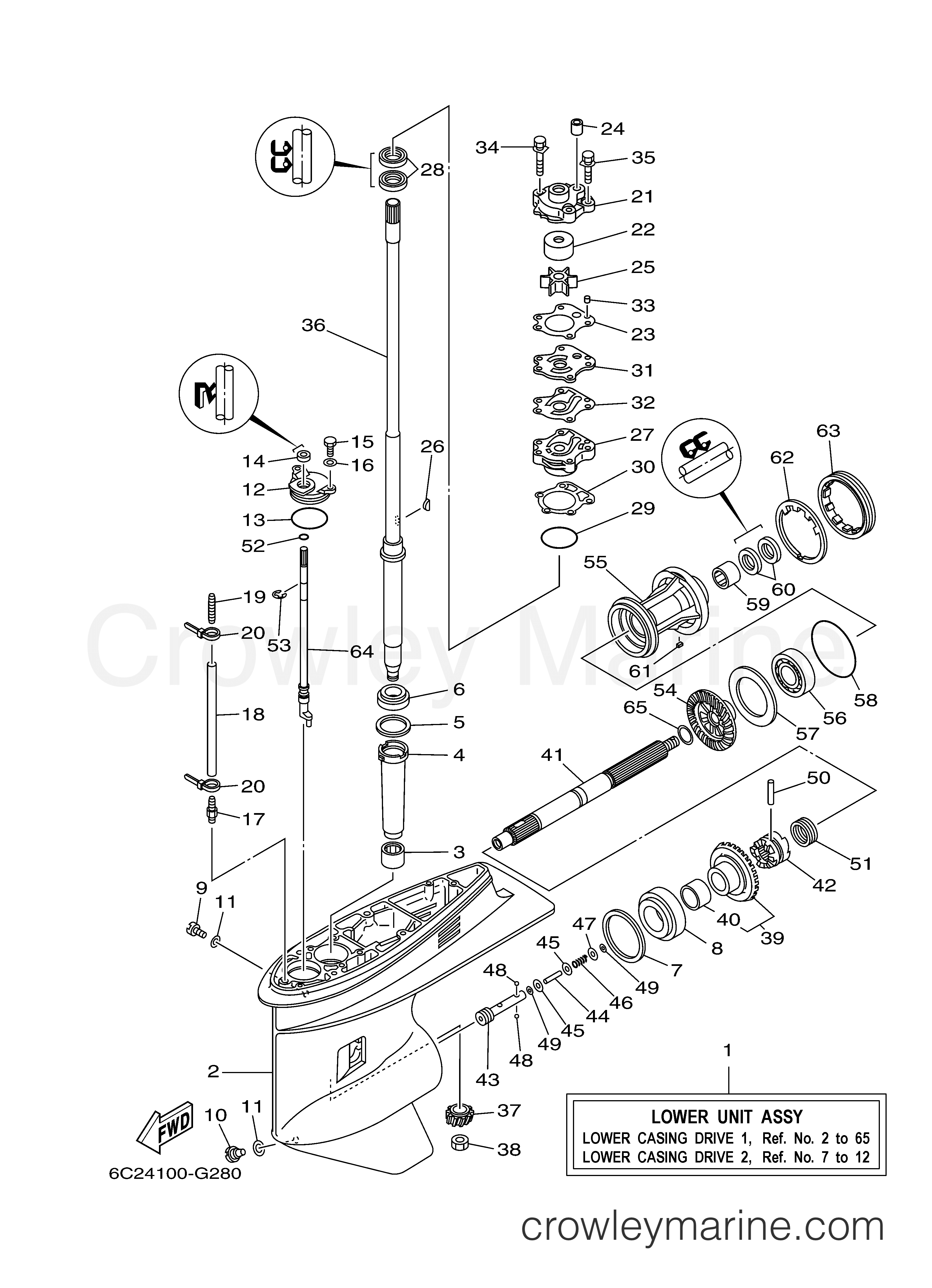 Yamaha Motors T60TLR - LOWER CASING DRIVE 1