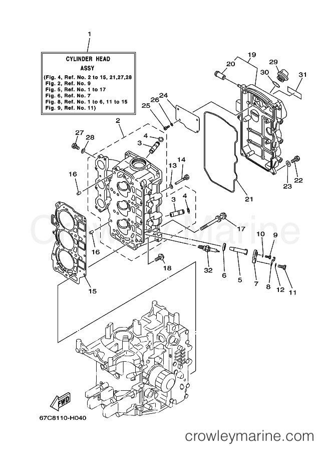 Yamaha Motors F40ELHH (67C8) [310] - CYLINDER & CRANKCASE 2