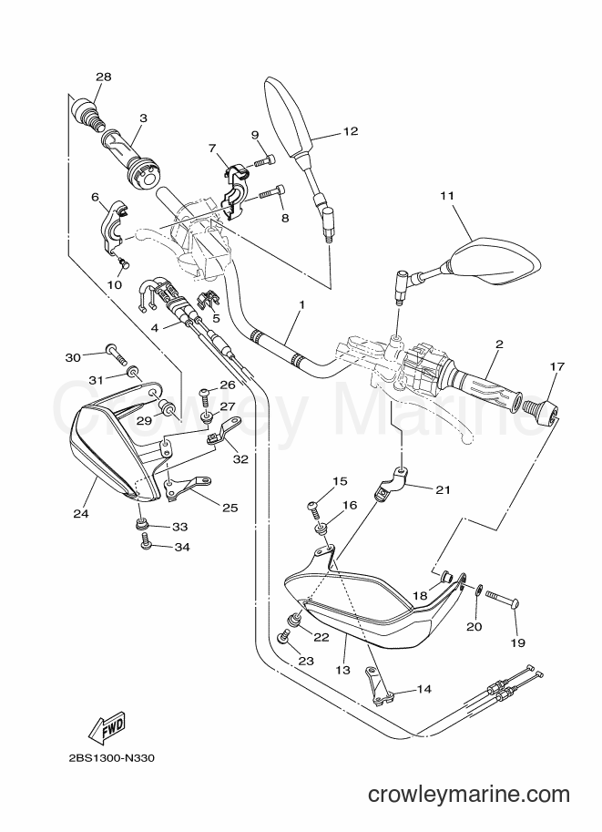 2017 Dirt Bike XT1200Z - XT1200Z (2BSV) [010] - STEERING HANDLE & CABLE