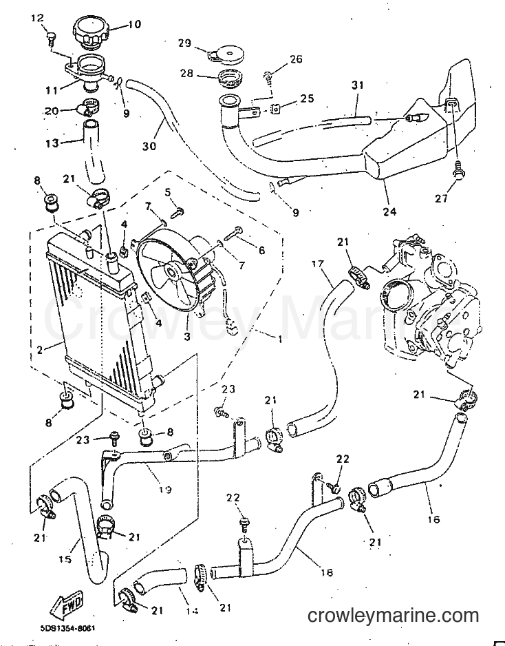 1998 Scooter YP125E - YP125E (5DS8) [010] - RADIATOR & HOSE