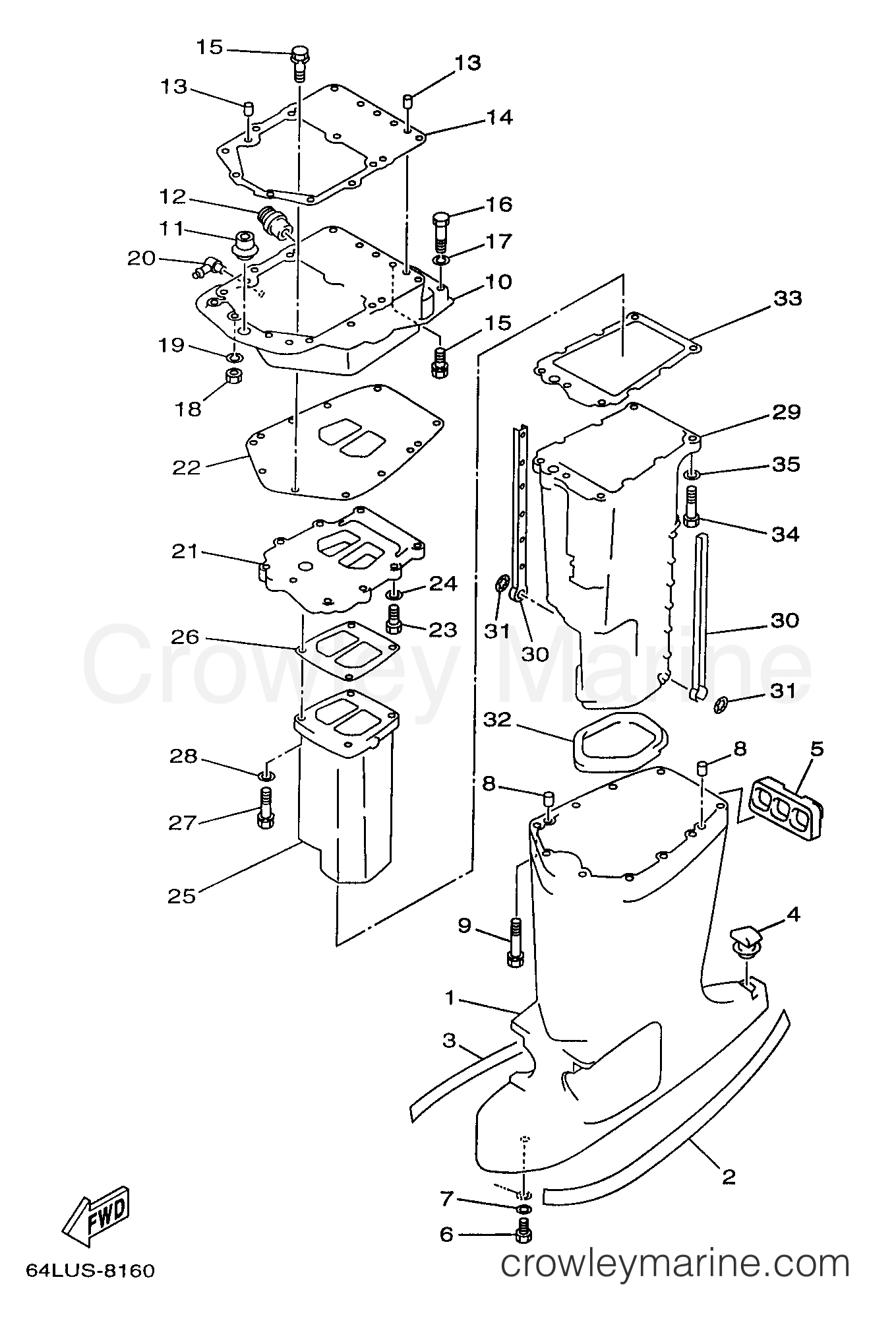 Yamaha Motors P150TLRW - UPPER CASING