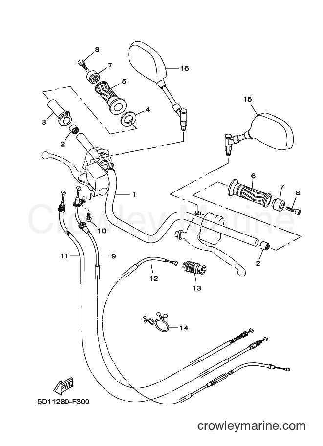 2007 Street Bike YBR250 - YBR250 (5D11) [010] - STEERING HANDLE & CABLE
