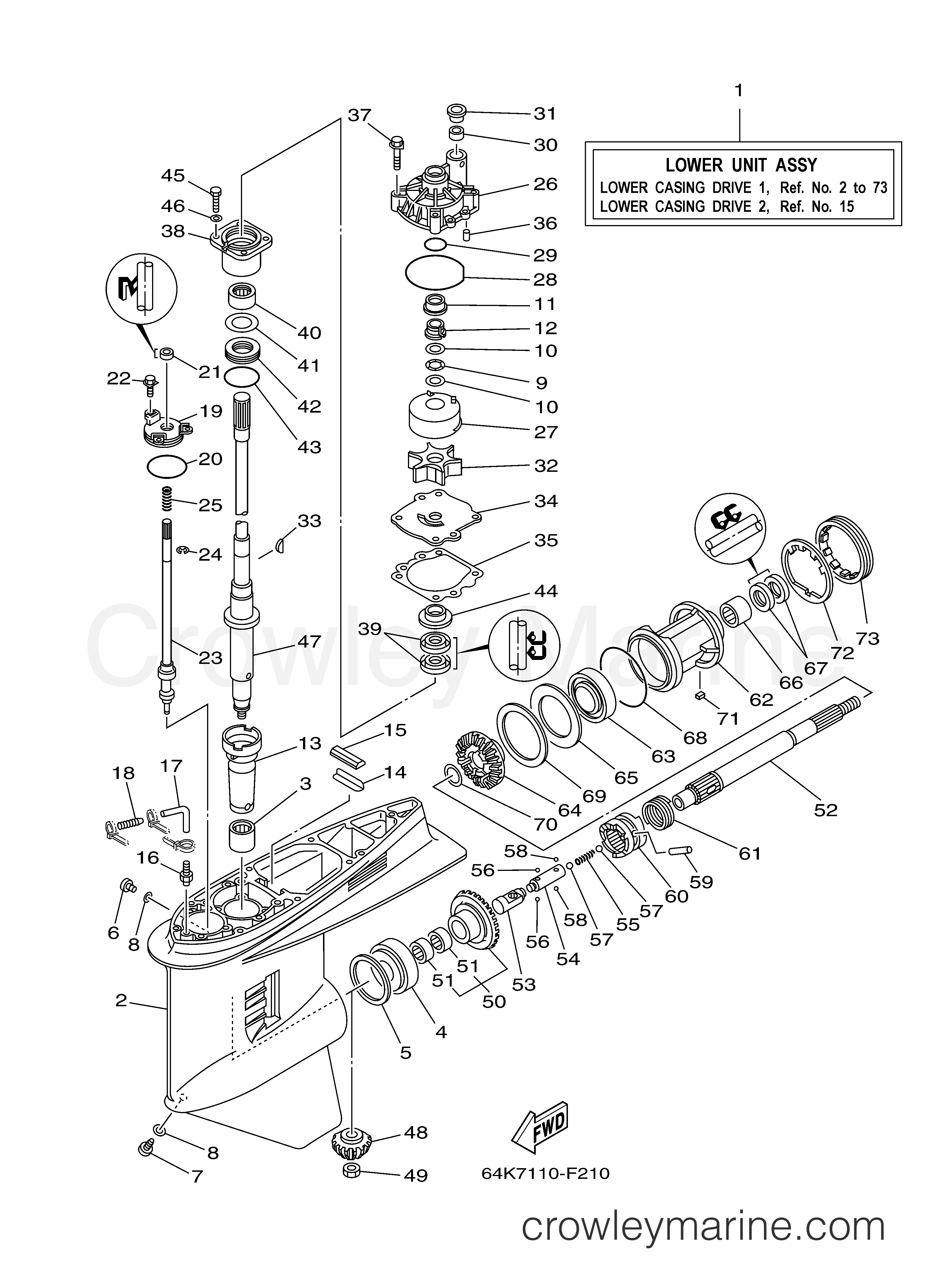 Yamaha Motors V150TLR - LOWER CASING DRIVE 1