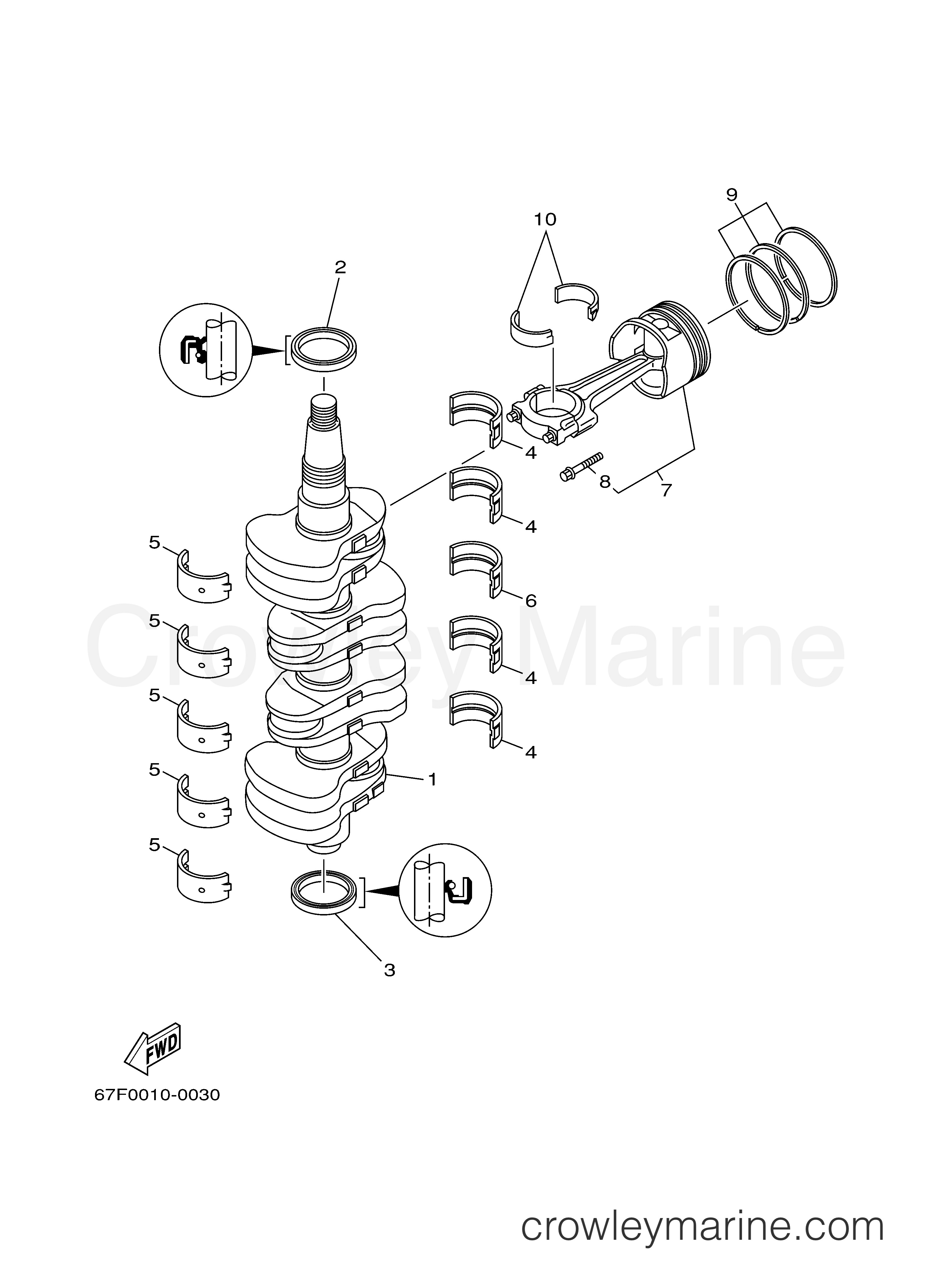 Yamaha Motors F80TLRZ - CRANKSHAFT PISTON