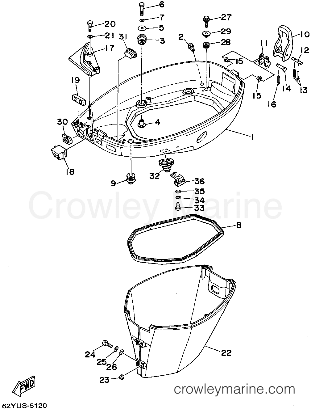 Yamaha Motors F50TLHT - BOTTOM COWLING