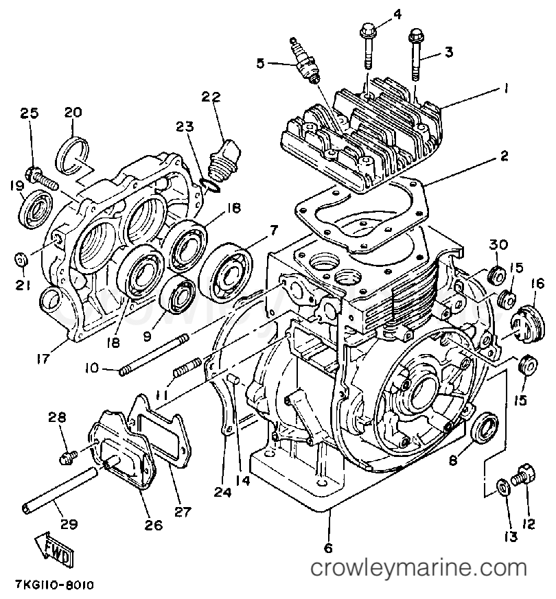 1988 Yamaha Outdoor Equipment 828 - YS828WM - CYLINDER - CRANKCASE