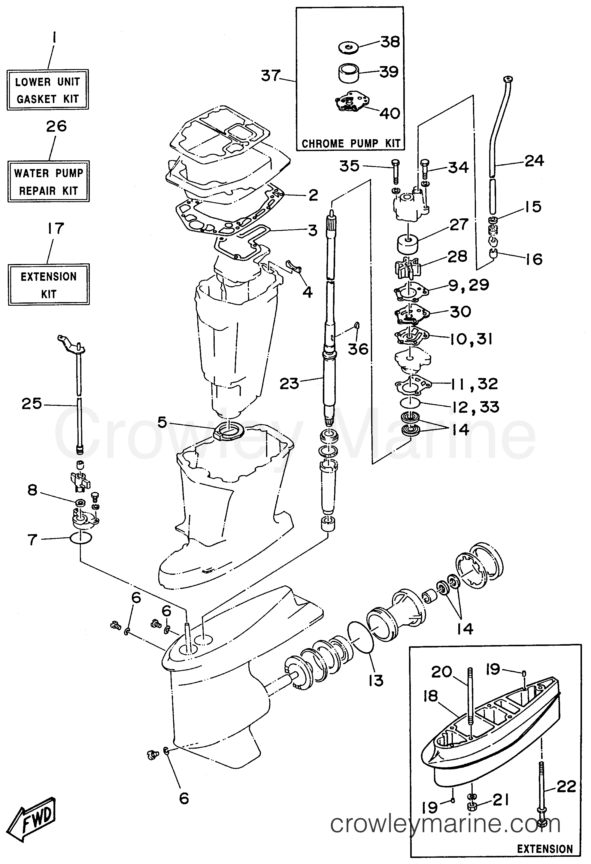 REPAIR KIT 2 1996 Yamaha Outboard 85hp C85TLRU Crowley Marine