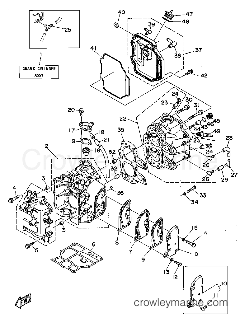 Yamaha Motors T9.9MXHS - CYLINDER CRANKCASE