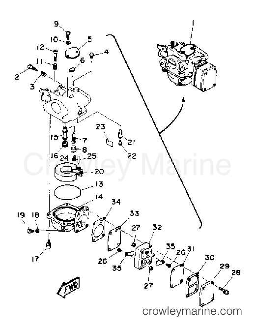CARBURETOR - 1992 Outboard 8hp 8MSHQ | Crowley Marine