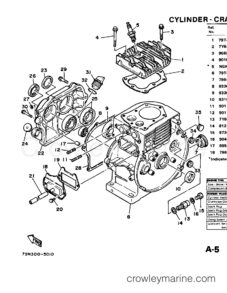 Yamaha Motors YS624W - CYLINDER - CRANKCASE