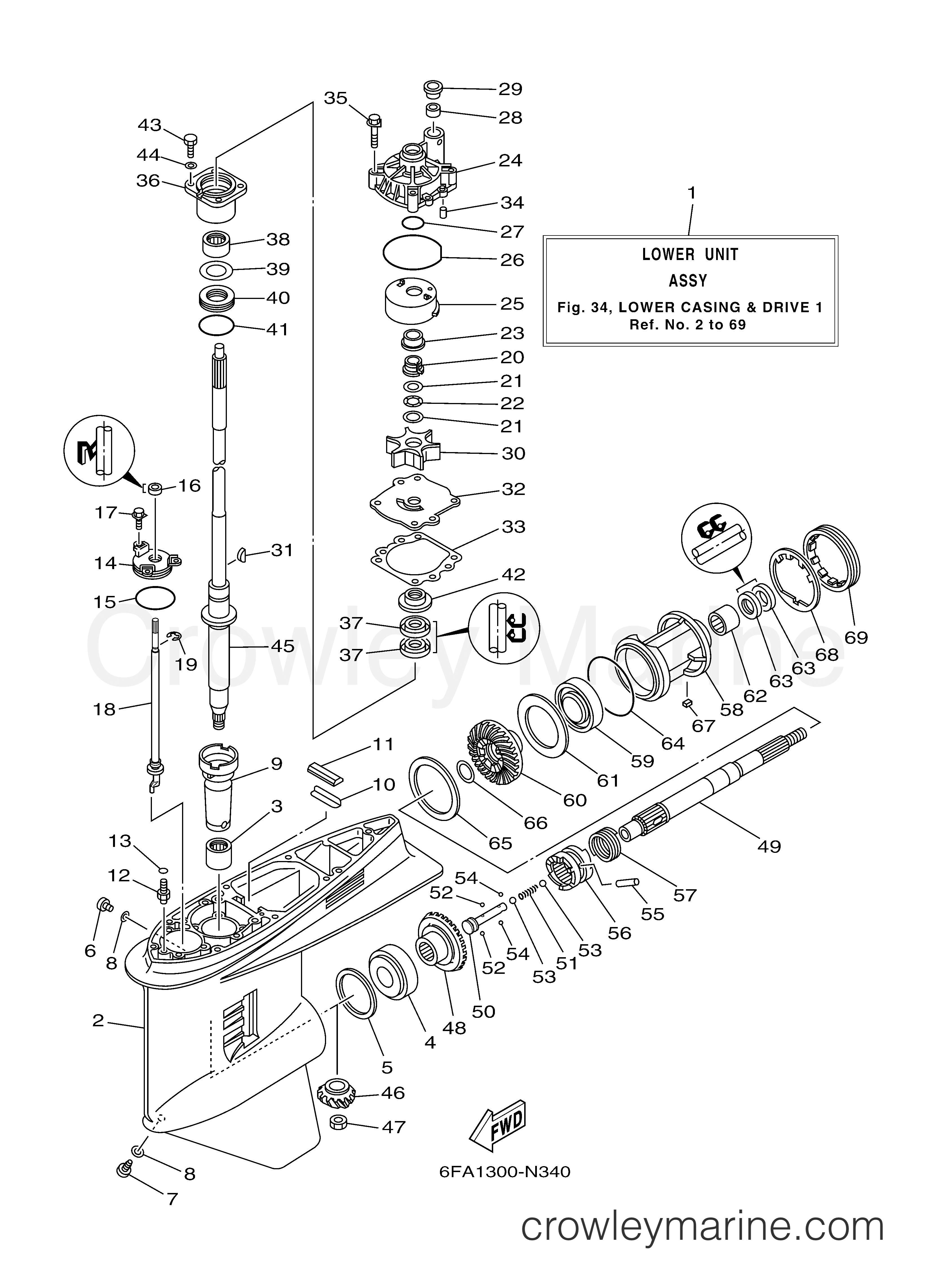 Yamaha Motors F200XCA - LOWER CASING DRIVE 1