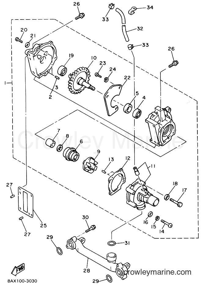 1996 Snowmobile VX800ST - VX800ST (8BT2) [020] - WATER PUMP