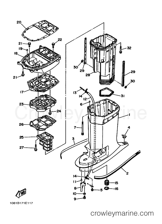 Yamaha Motors L250ETD (61B0) [010] - UPPER CASING