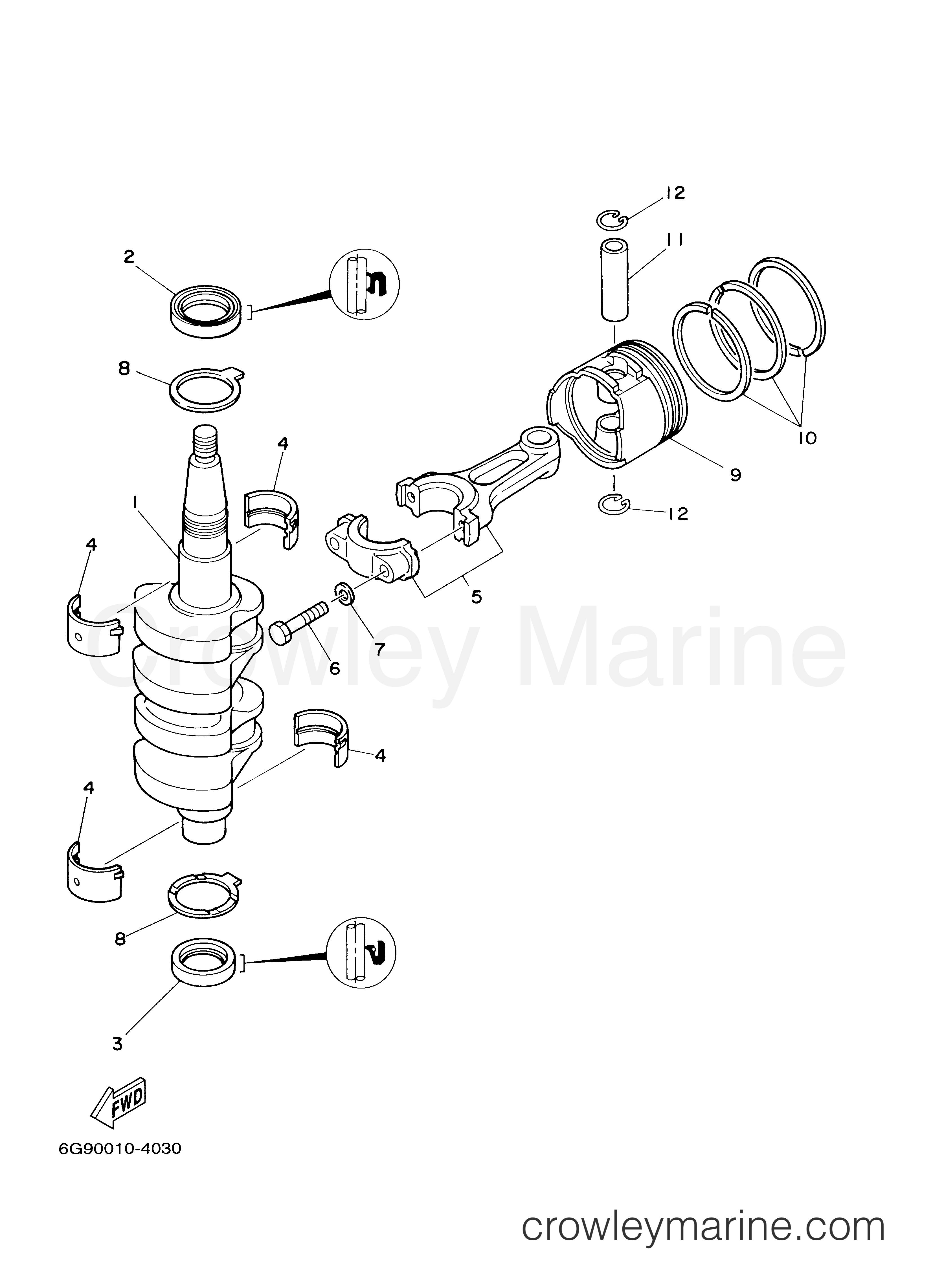 Yamaha Motors T9.9ELRD - CRANKSHAFT PISTON