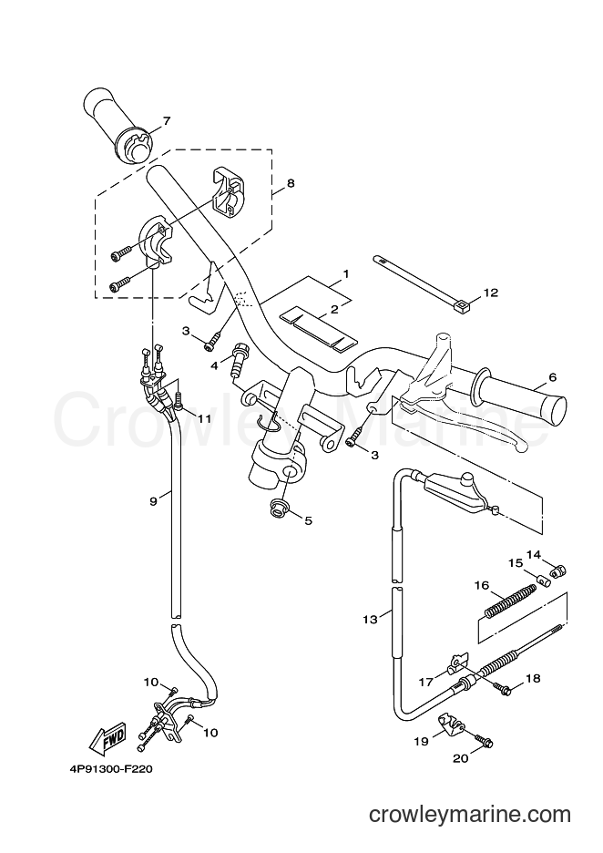 Yamaha Motors XC125 (4P9B) [010] - STEERING HANDLE & CABLE