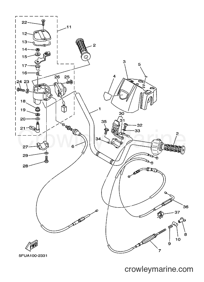 2003 ATV YFM400FWN - YFM400FWN (5FUD) [010] - STEERING HANDLE & CABLE