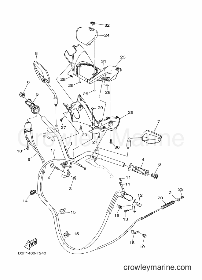 2018 Street Bike GDS125-I - GDS125-I (B3F1) [010] - STEERING HANDLE & CABLE