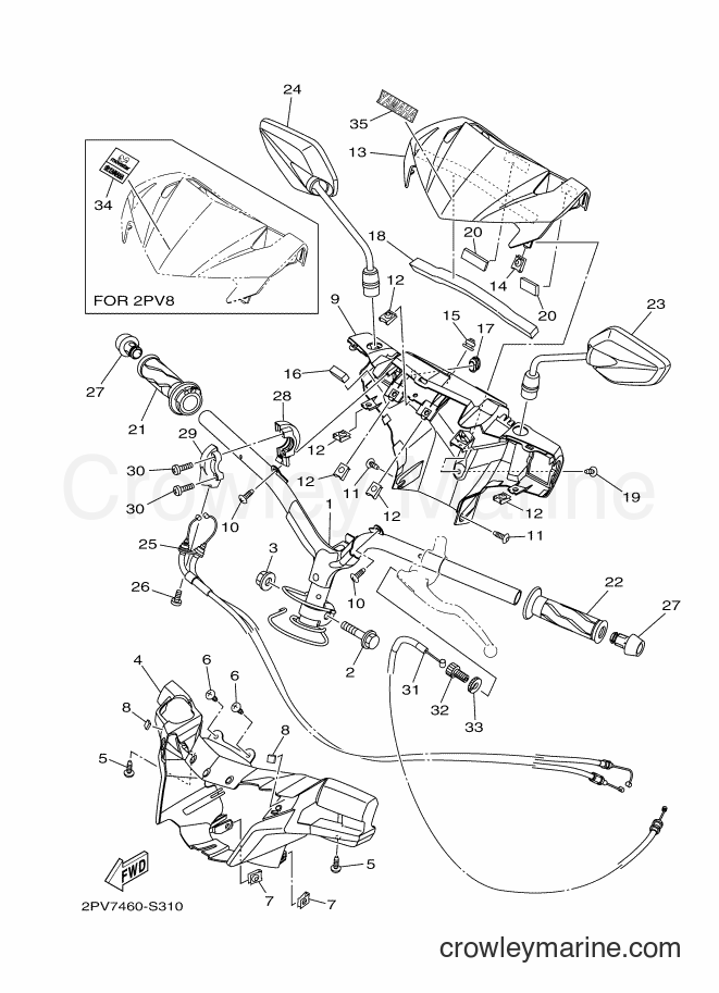 Yamaha Motors T150 (2PV8) [010] - STEERING HANDLE & CABLE