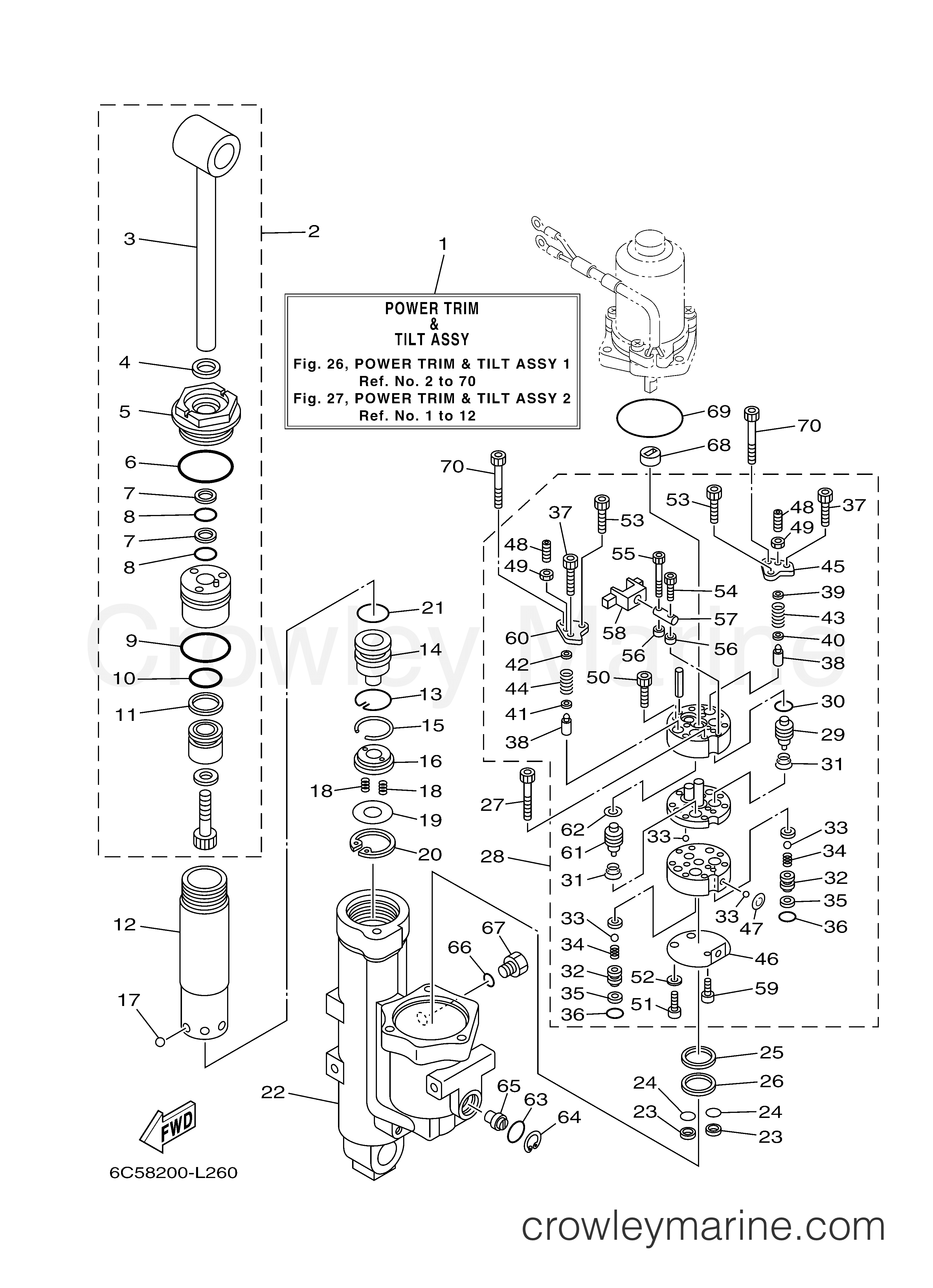 POWER TRIM TILT ASSY 1 2012 Outboard 60hp F60LA Crowley Marine
