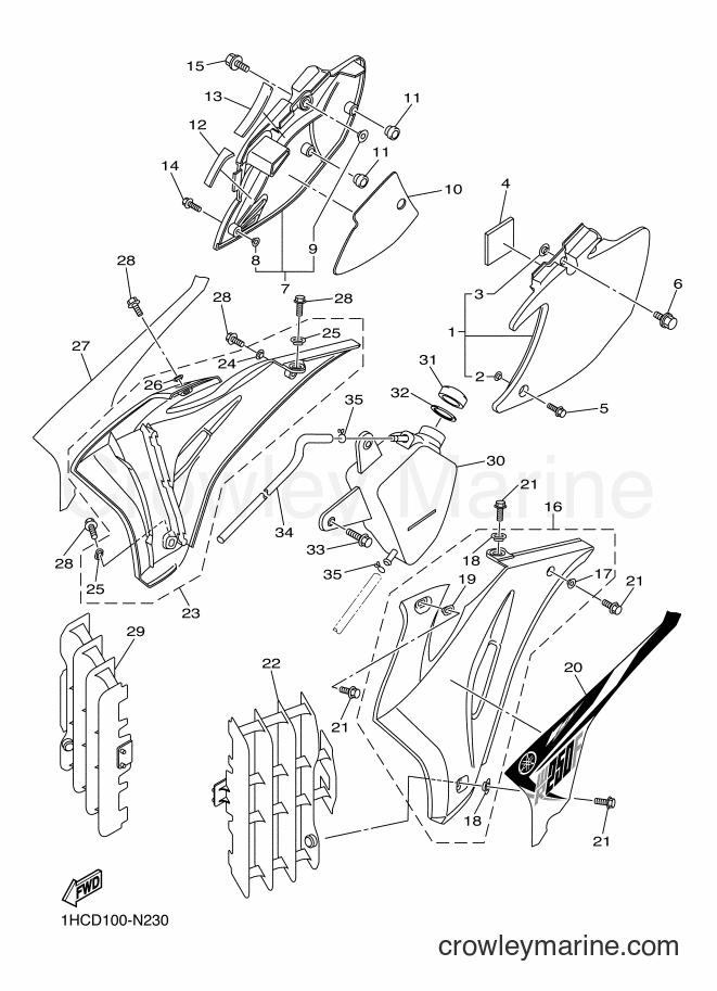 2014 Dirt Bike WR250F - WR250F (1HCD) [010] - SIDE COVER