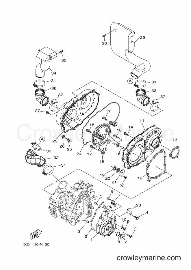 2014 ATV YXM700E - YXM700E (1XPD) [010] - CRANKCASE COVER 1